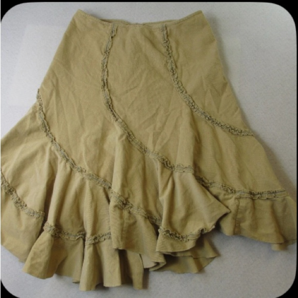 Elegant Tan Prairie Cottage Core Corduroy Women's Skirt Waist 29